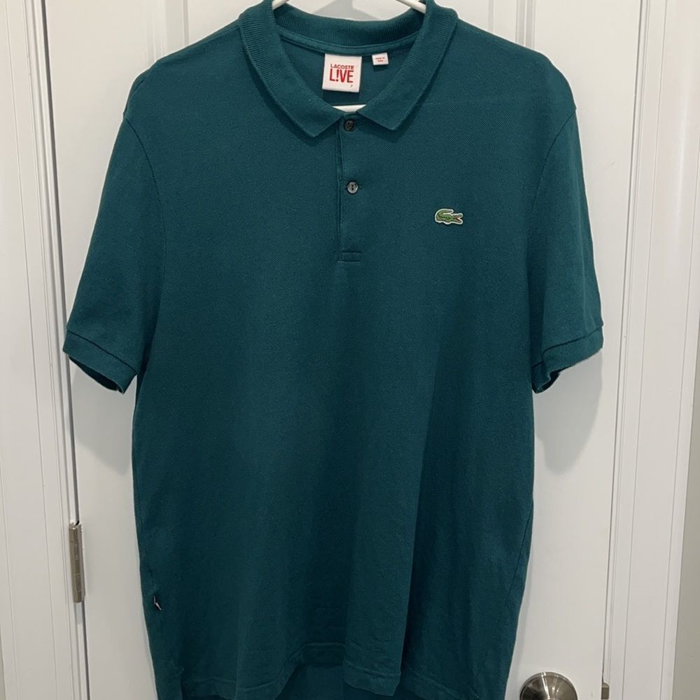 Beautiful Hunter Green Lacoste Live! Slim fit Polo Tennis Golf shirt-7 Large